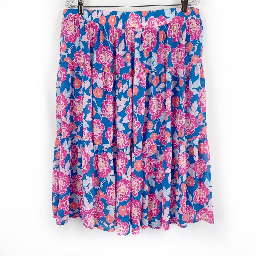 Ruby Rd. Floral Tiered Pull On Skirt
